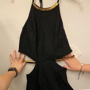 Black cutout mini dress from Tobi, medium, halter top